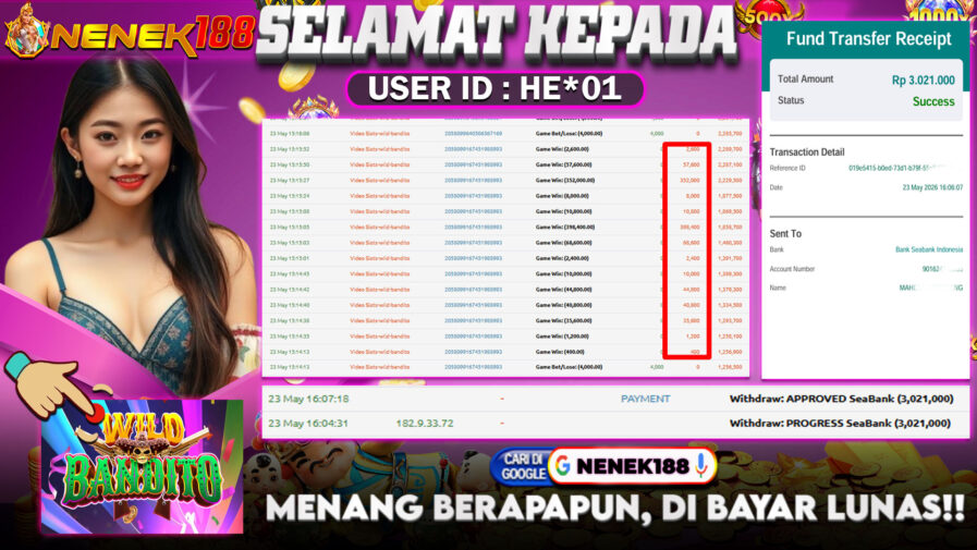 NENEK188 di Game Slot Gates of Wild Bandito RP.3.021.000 LUNAS bukti-35