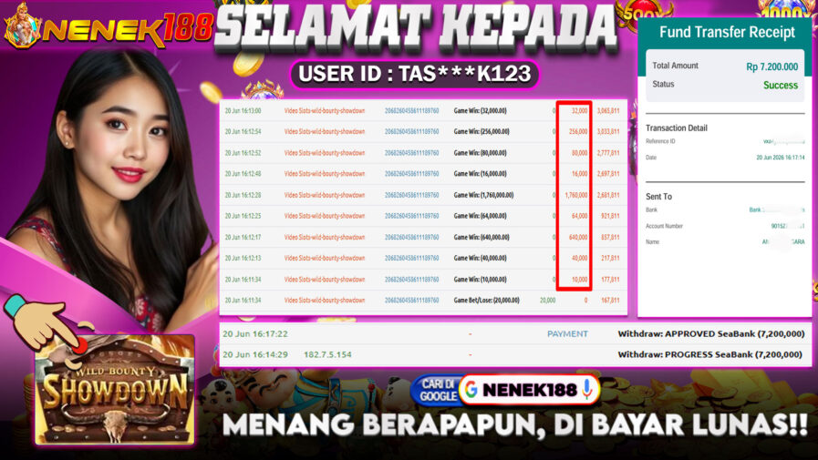 NENEK188 di Game Slot Wild Bounty Showdown RP.7.200.000 LUNAS bukti-46